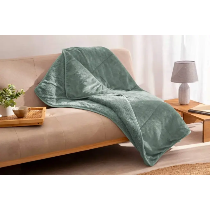 Manta Sherpa Liso Água Marinha 130x160