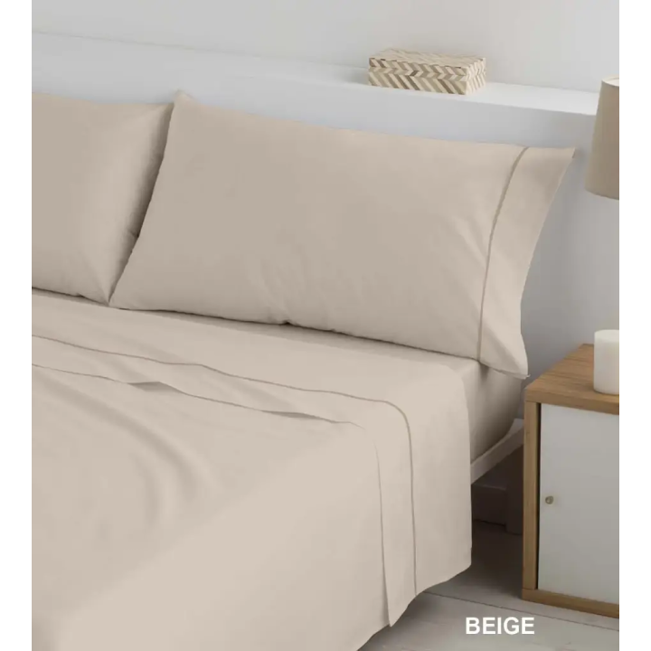 Jogo de Lençóis Tecido Liso Basic Bege Polo