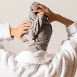 Turbante Seca-Cabelo Microfibra Cinzento - Eden